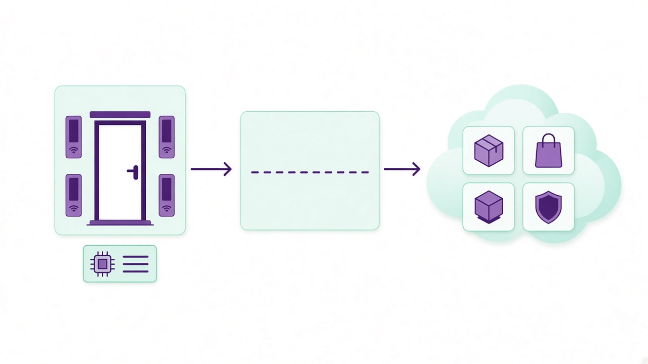Signal path from the door portal and edge gateway into Salesforce
